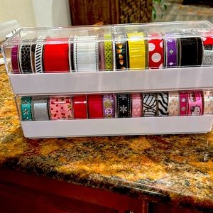 2 Ribbon Organizers with Assorted Ribbons